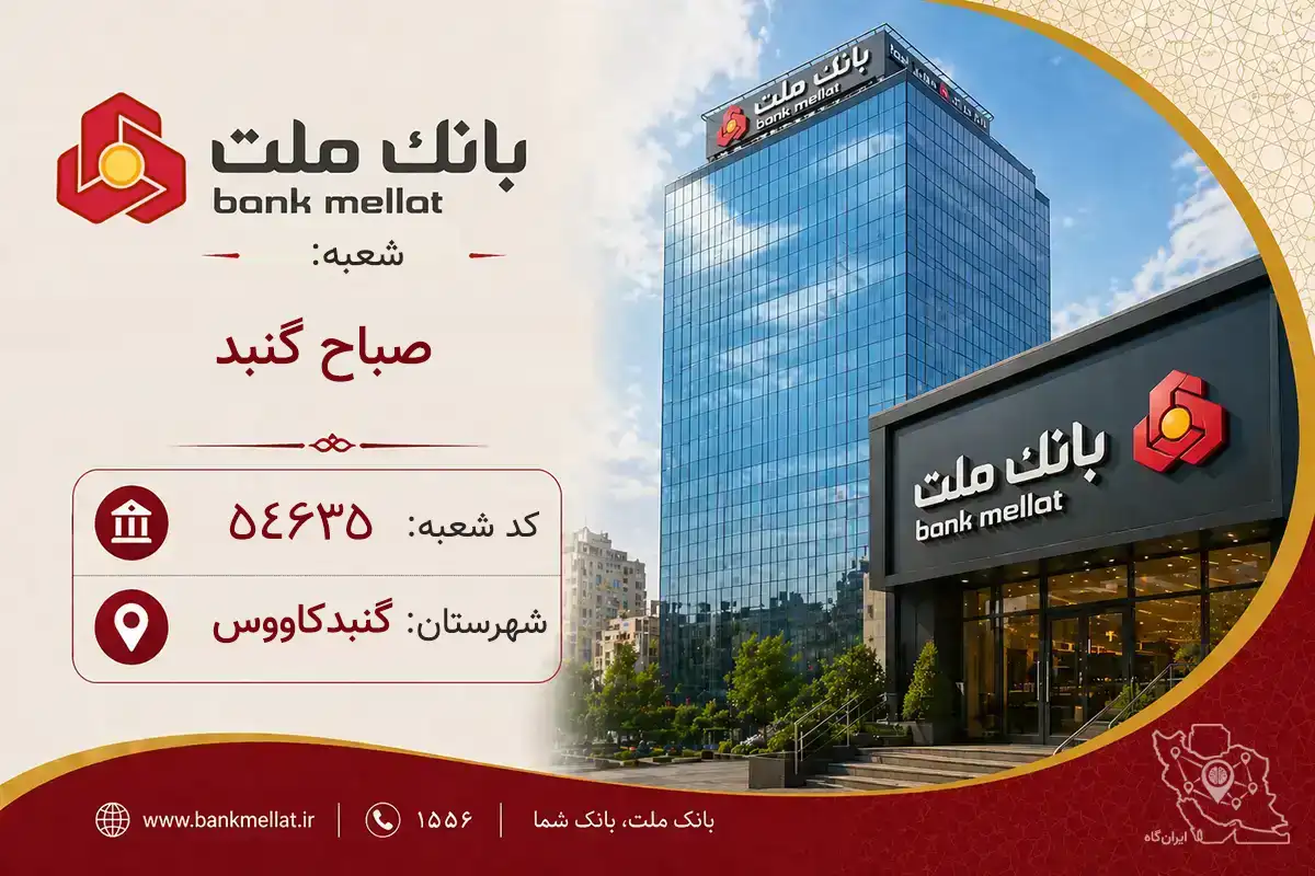 اطلاعات و مشخصات بانک ملت شعبه صباح گنبد گنبدکاووس (کد 1254635)