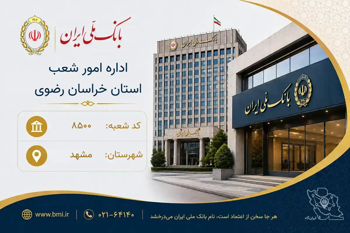 بانک ملی ایران؛ اداره امور شعب استان خراسان رضوی