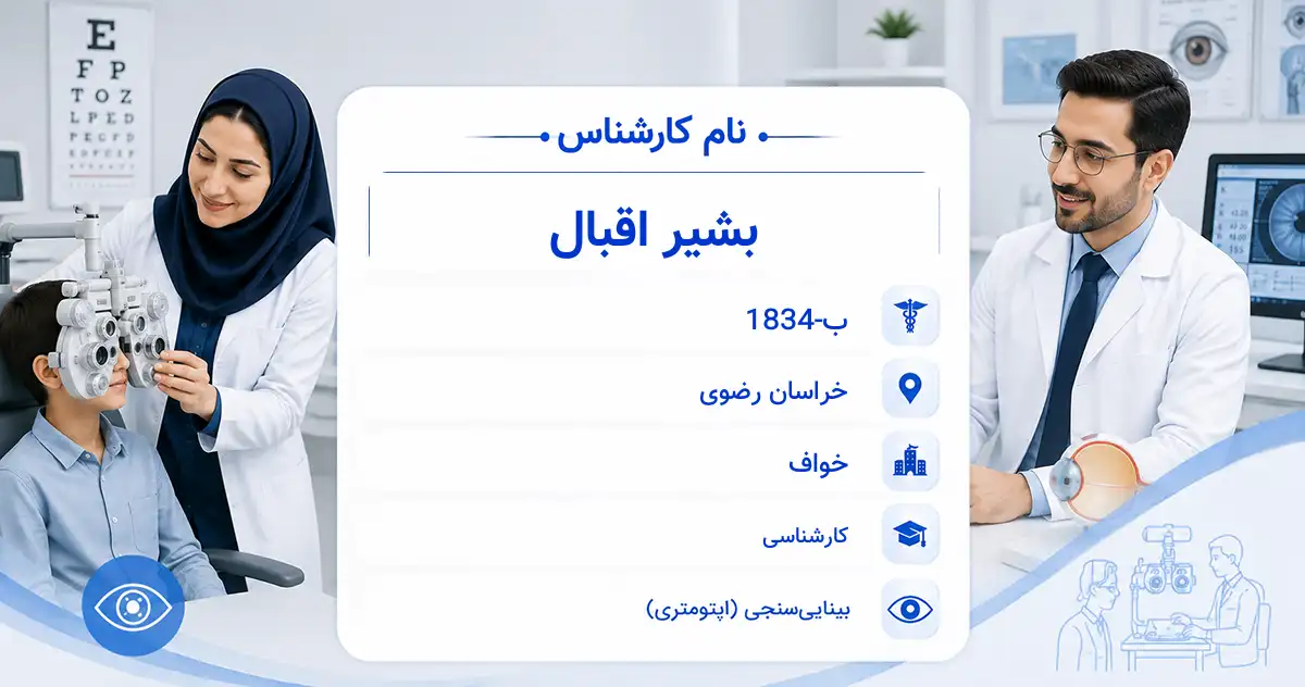 آقای بشیر اقبال، کارشناس بینایی‌سنجی در خواف