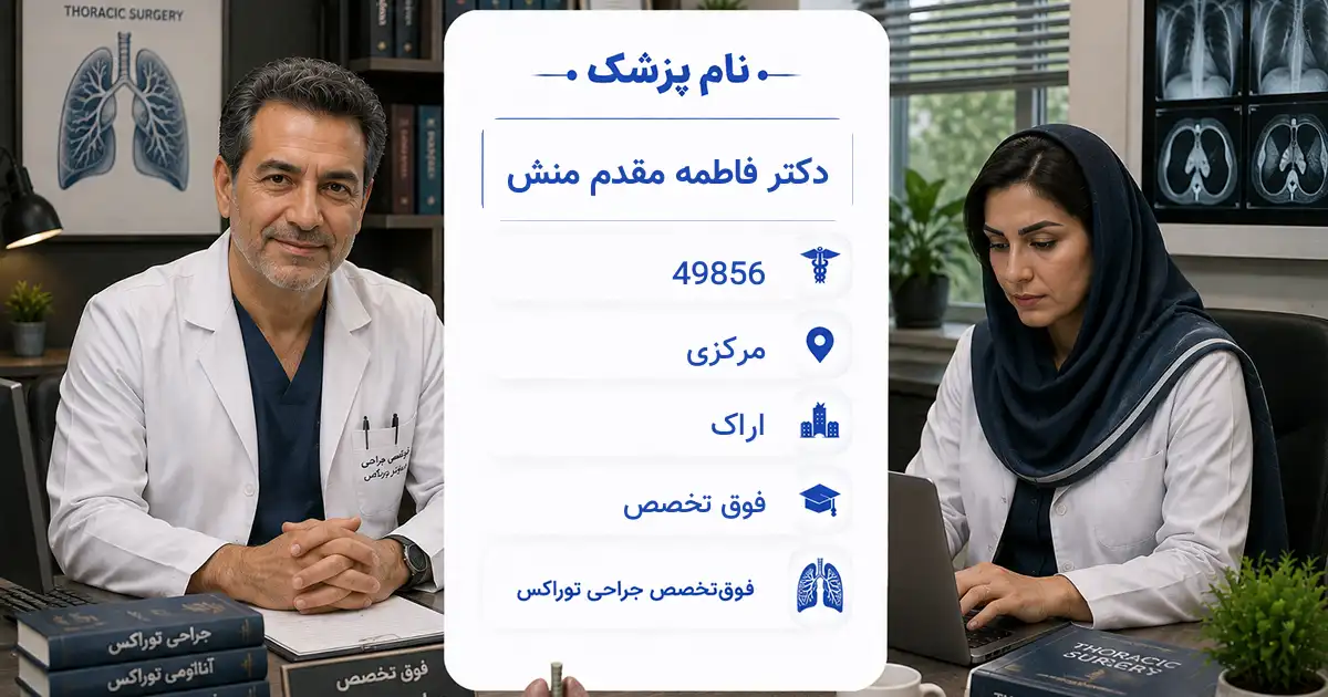 دکتر فاطمه مقدم منش، فوق‌تخصص جراحی قفسهٔ سینه در اراک