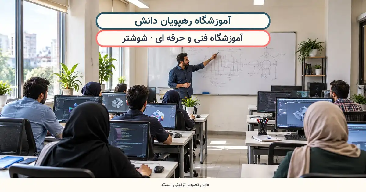 نمای تزئینی کلاس درس؛ آموزشگاه رهپویان دانش، آموزشگاه فنی و حرفه ای در شوشتر