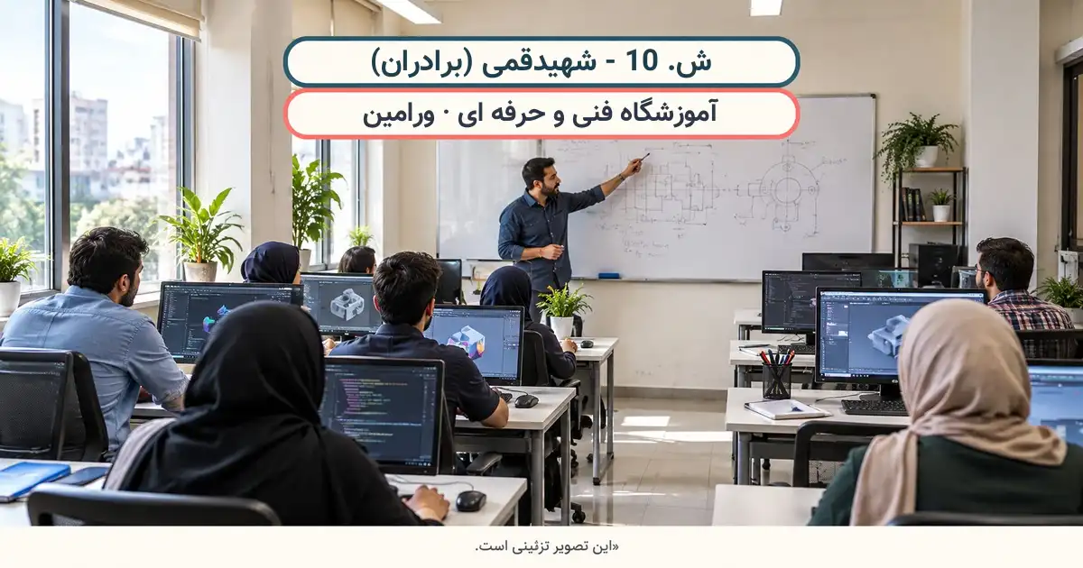 نمای تزئینی کلاس درس؛ ش. 10 - شهیدقمی (برادران)، آموزشگاه فنی و حرفه ای در ورامین