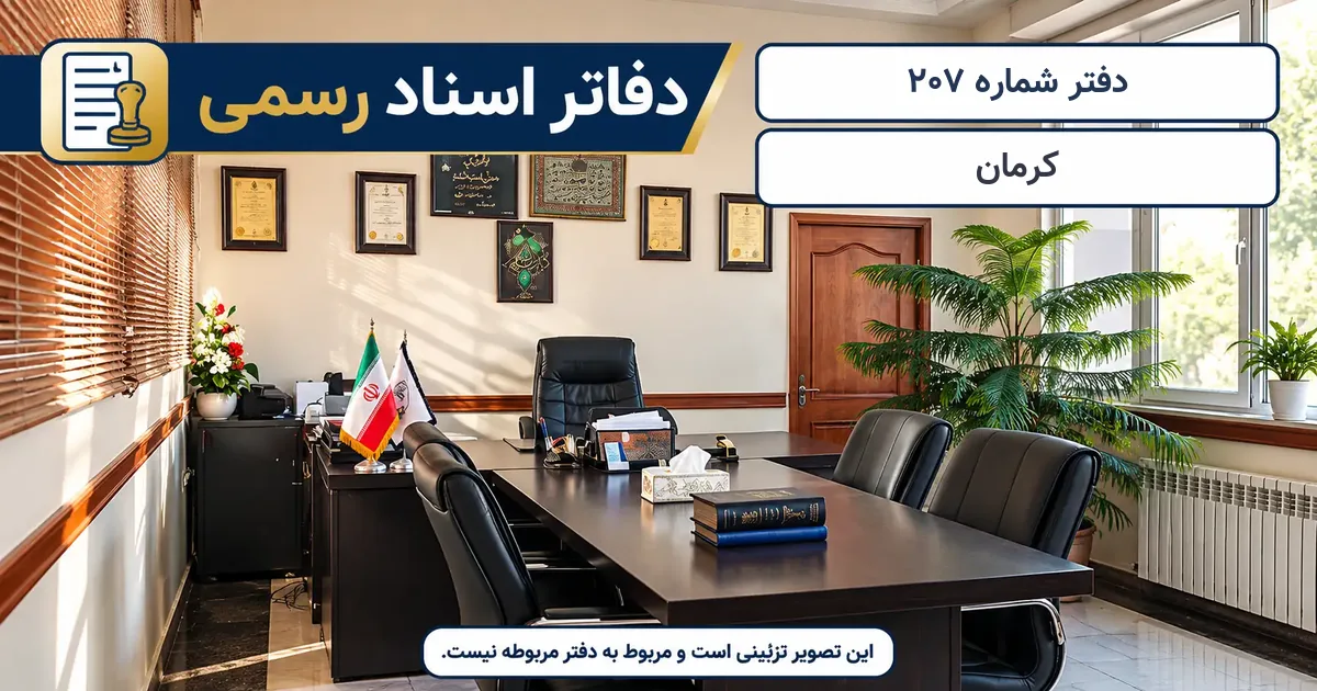 نمای دفتر اسناد رسمی شمارهٔ 207 کرمان؛ تصویر تزئینی