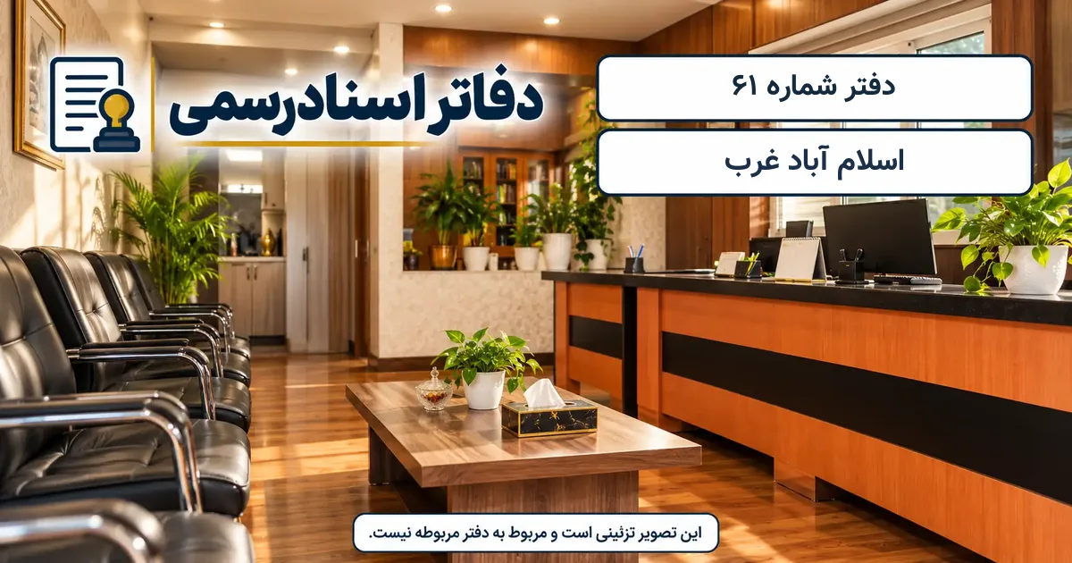 نمای دفتر اسناد رسمی شمارهٔ 61 اسلام آباد غرب؛ تصویر تزئینی