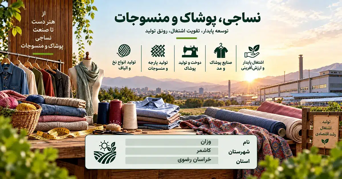 تصویر کسب‌وکار خدماتی نساجی، پوشاک و منسوجات وزان در کاشمر