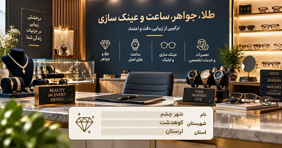 تصویر کسب‌وکار خدماتی طلا، جواهر، ساعت و عینک سازی شهر چشم در کوهدشت