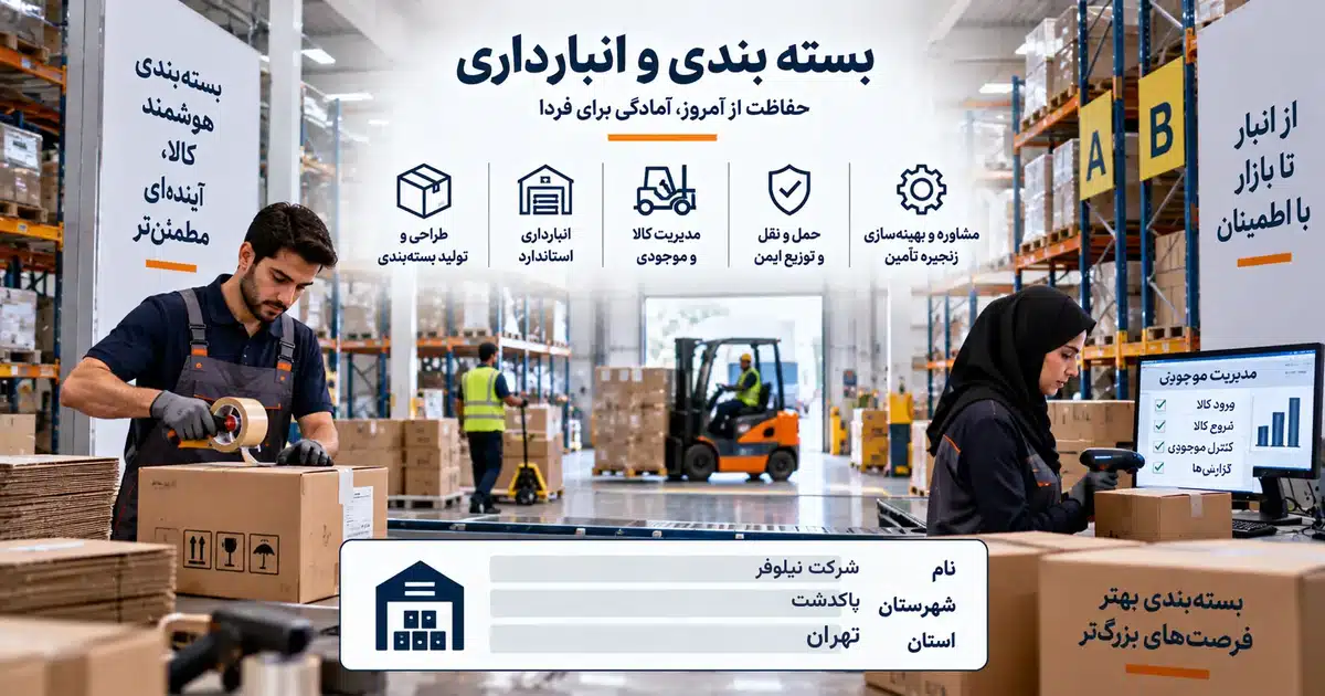 تصویر کسب‌وکار خدماتی بسته بندی و انبارداری نیلوفر در پاکدشت