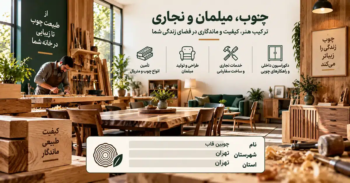 تصویر کسب‌وکار خدماتی چوب، مبلمان و نجاری چوبین قاب در تهران