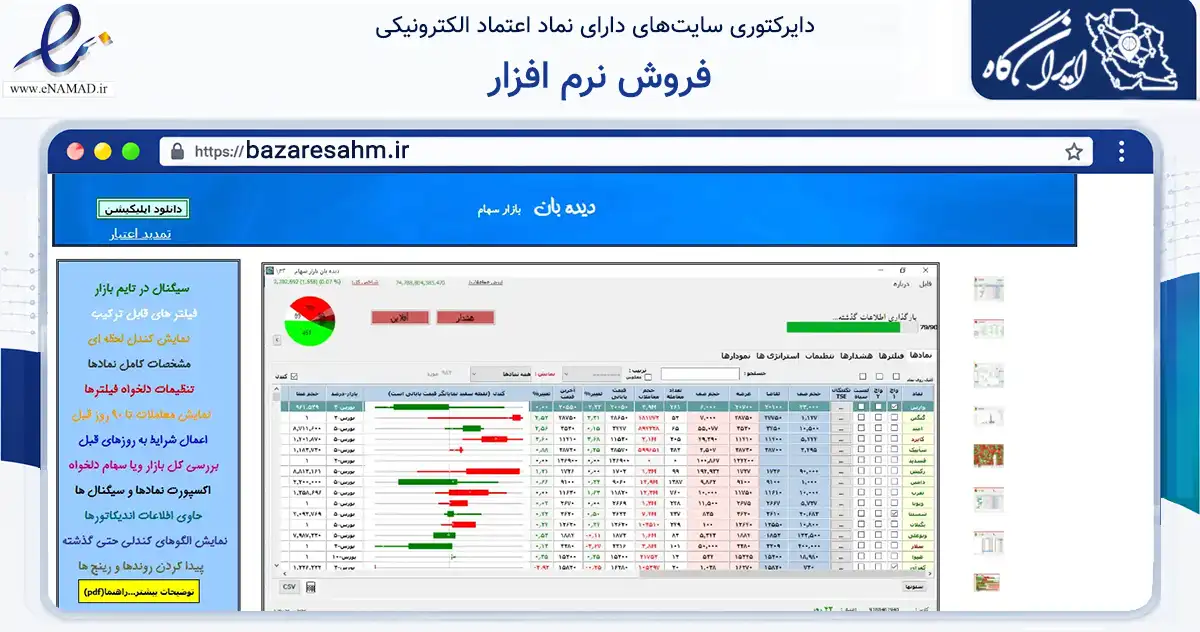 صفحه اصلی سایت فروش نرم افزار به نشانی bazaresahm.ir که در زمینه فناوری اطلاعات، ارتباطات و دیجیتال با مرکزیت ایلام فعالیت دارد.
