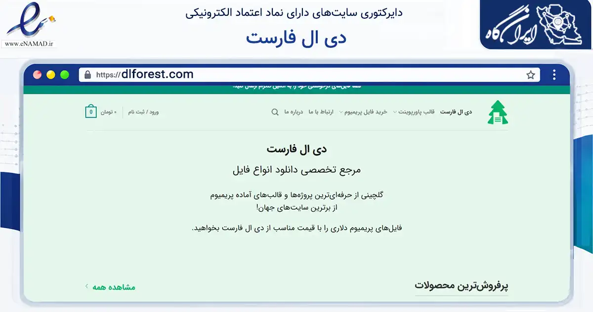 صفحه اصلی سایت دی ال فارست به نشانی dlforest.com که در زمینه فناوری اطلاعات، ارتباطات و دیجیتال با مرکزیت تهران فعالیت دارد.
