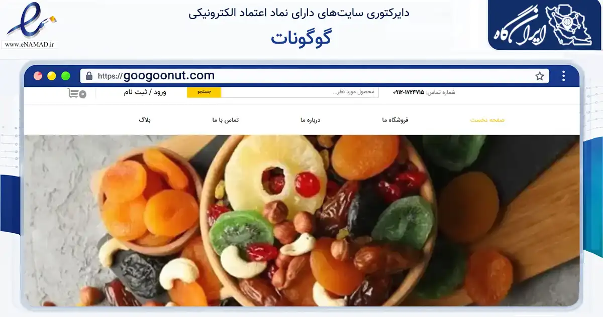 صفحه اصلی سایت گوگونات به نشانی googoonut.com که در زمینه فناوری اطلاعات، ارتباطات و دیجیتال با مرکزیت تهران فعالیت دارد.