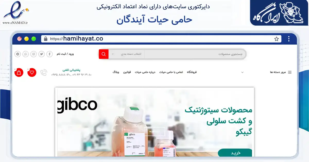 صفحه اصلی سایت حامی حیات آیندگان به نشانی hamihayat.co که در زمینه فناوری اطلاعات، ارتباطات و دیجیتال با مرکزیت تهران فعالیت دارد.