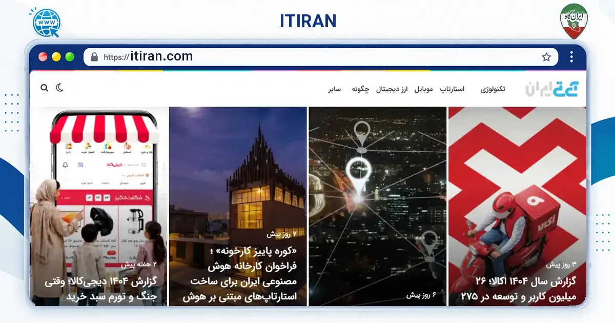 صفحه‌ی اصلی سایت ITIRAN به نشانی itiran.com