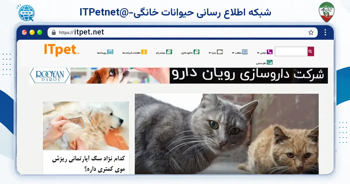 صفحه‌ی اصلی سایت شبکه اطلاع رسانی حیوانات خانگی-@ITPetnet به نشانی itpet.net