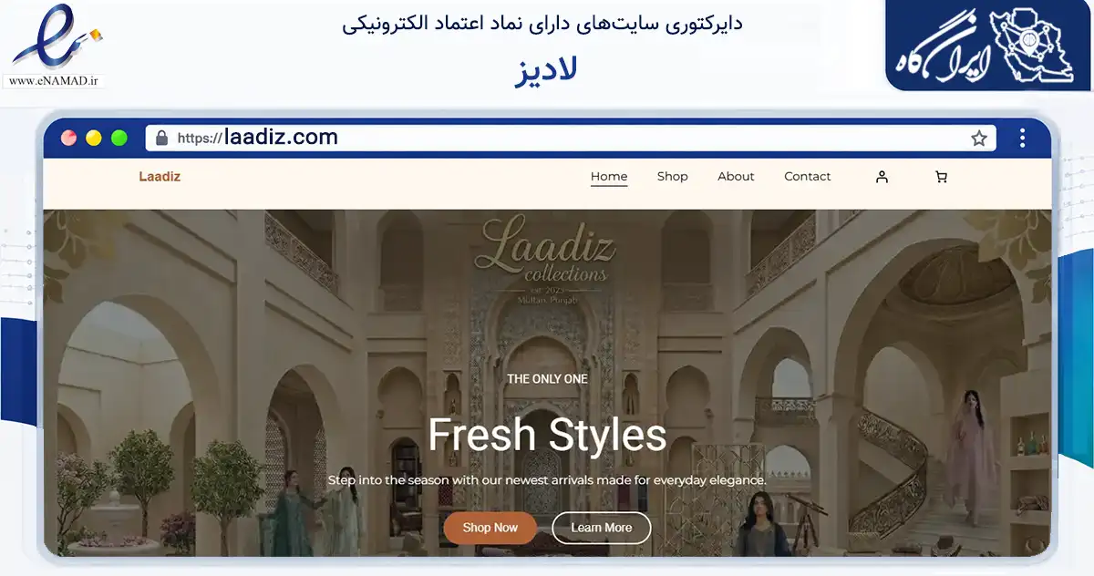 صفحه اصلی سایت لادیز به نشانی laadiz.com که در زمینه فناوری اطلاعات، ارتباطات و دیجیتال با مرکزیت کرج فعالیت دارد.