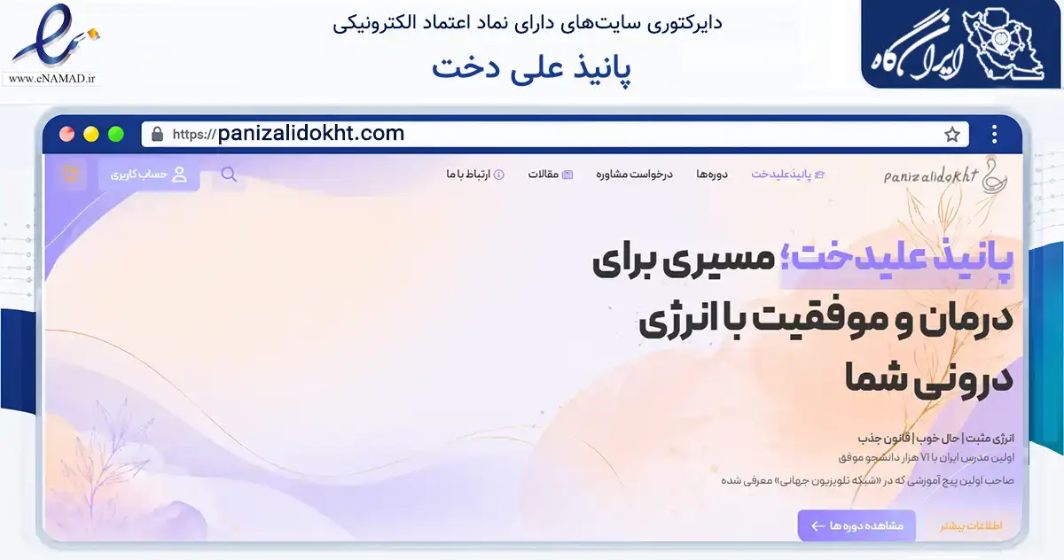 صفحه اصلی سایت پانیذ علی دخت به نشانی panizalidokht.com که در زمینه فناوری اطلاعات، ارتباطات و دیجیتال با مرکزیت تهران فعالیت دارد.
