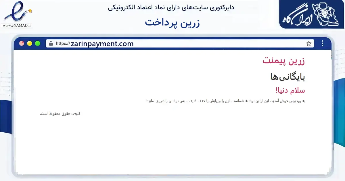 صفحه اصلی سایت زرین پرداخت به نشانی zarinpayment.com که در زمینه فناوری اطلاعات، ارتباطات و دیجیتال با مرکزیت تهران فعالیت دارد.