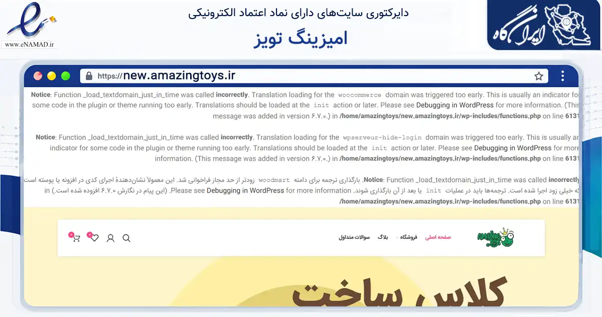 صفحه اصلی سایت امیزینگ تویز به نشانی new.amazingtoys.ir که در زمینه گردشگری، ورزش و سرگرمی با مرکزیت تهران فعالیت دارد.