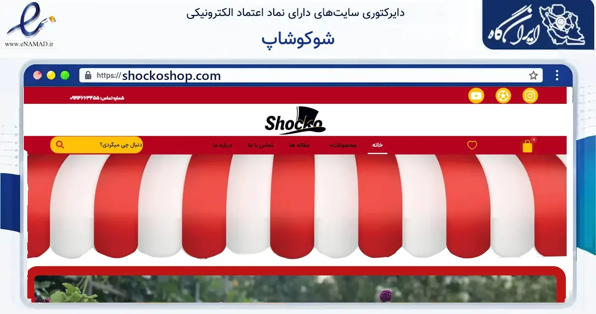 صفحه اصلی سایت شوکوشاپ به نشانی shockoshop.com که در زمینه گردشگری، ورزش و سرگرمی با مرکزیت دماوند فعالیت دارد.
