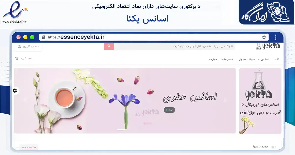 صفحه اصلی سایت اسانس یکتا به نشانی essenceyekta.ir که در زمینه سلامت، درمان و پزشکی با مرکزیت تهران فعالیت دارد.