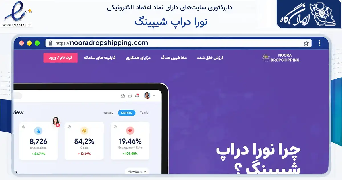 صفحه اصلی سایت نورا دراپ شیپینگ به نشانی nooradropshipping.com که در زمینه سلامت، درمان و پزشکی با مرکزیت جلفا فعالیت دارد.