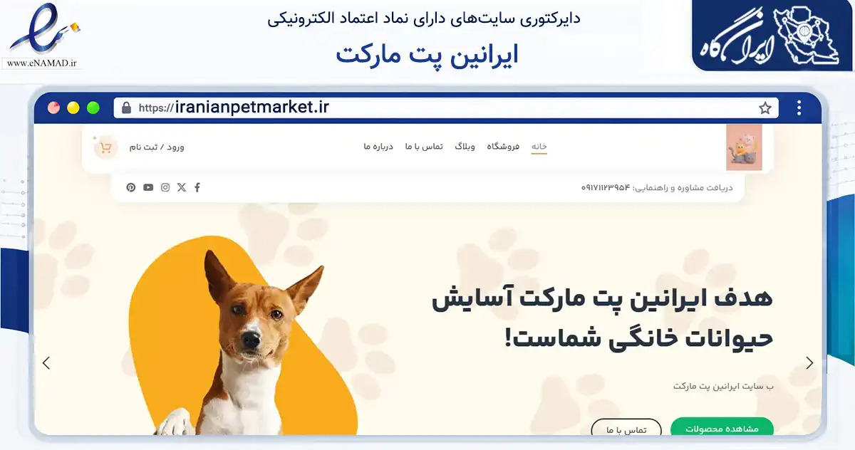 صفحه اصلی سایت ایرانین پت مارکت به نشانی iranianpetmarket.ir که در زمینه آموزش، فرهنگ و پژوهش با مرکزیت شیراز فعالیت دارد.