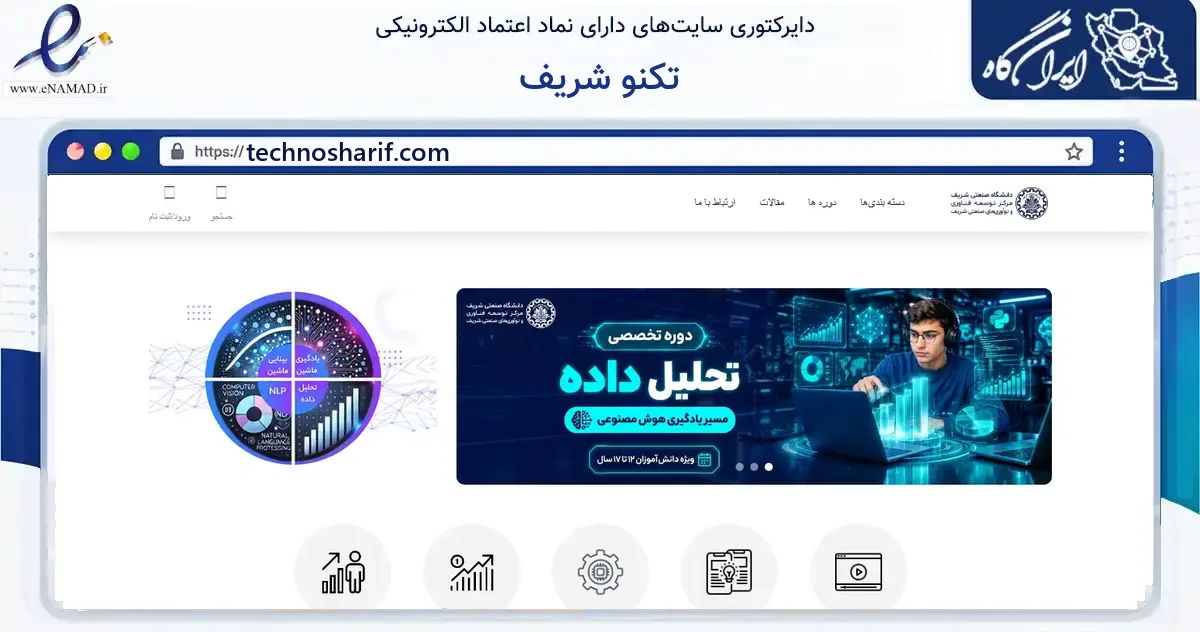 صفحه اصلی سایت تکنو شریف به نشانی technosharif.com که در زمینه آموزش، فرهنگ و پژوهش با مرکزیت تهران فعالیت دارد.