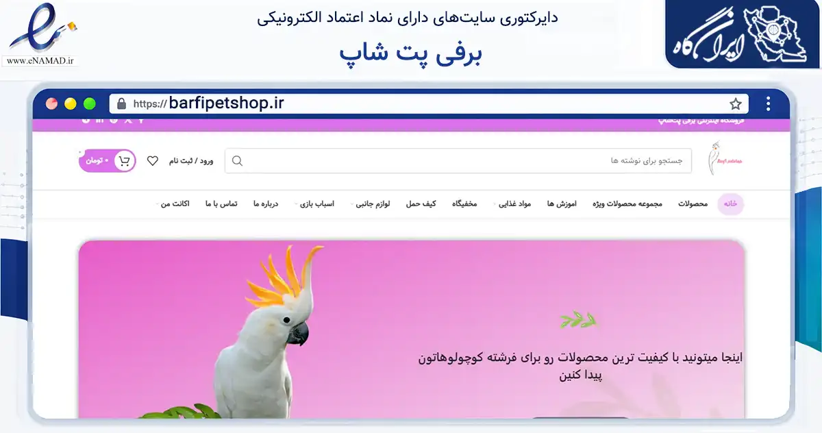 صفحه اصلی سایت برفی پت شاپ به نشانی barfipetshop.ir که در زمینه تجارت، بازرگانی و تبلیغات با مرکزیت رشت فعالیت دارد.