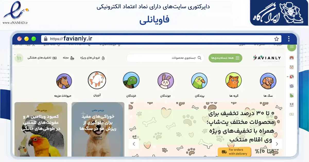 صفحه اصلی سایت فاویانلی به نشانی favianly.ir که در زمینه تجارت، بازرگانی و تبلیغات با مرکزیت رباط‌کریم فعالیت دارد.