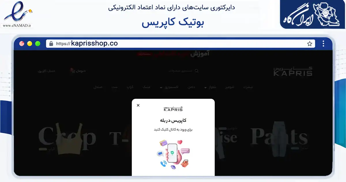 صفحه اصلی سایت بوتیک کاپریس به نشانی kaprisshop.co که در زمینه تجارت، بازرگانی و تبلیغات با مرکزیت رشت فعالیت دارد.
