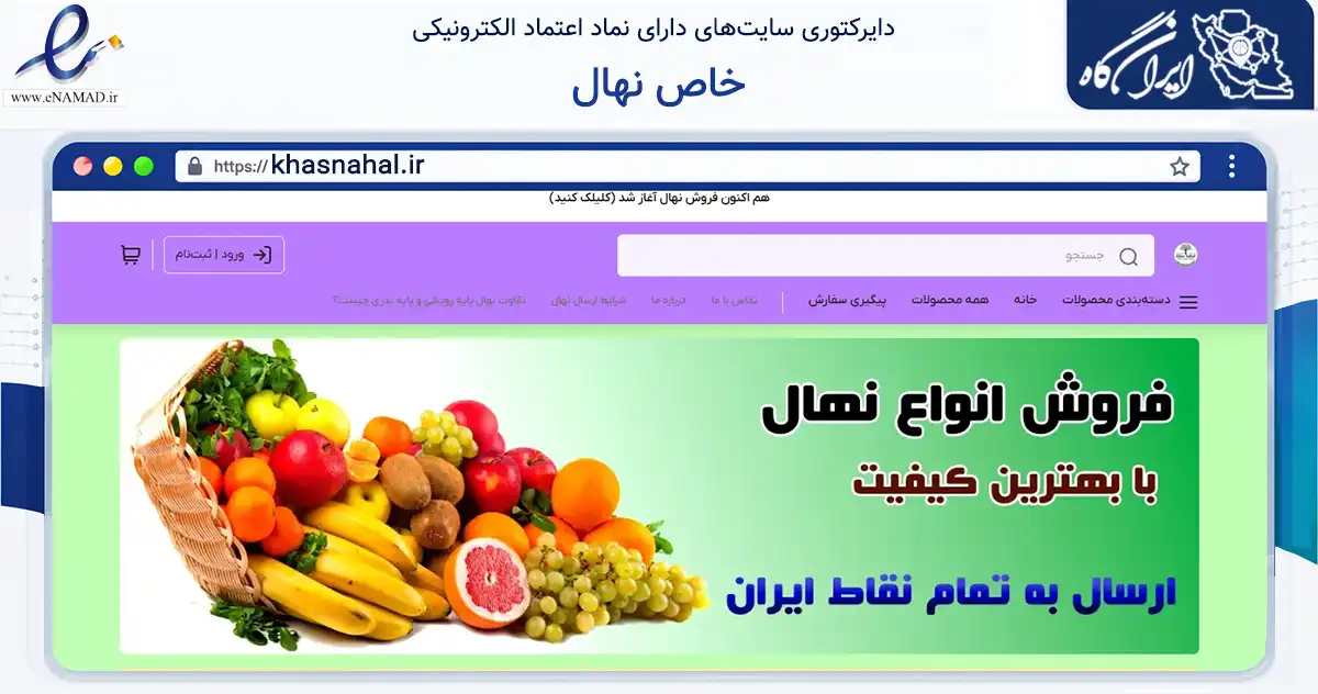 صفحه اصلی سایت خاص نهال به نشانی khasnahal.ir که در زمینه تجارت، بازرگانی و تبلیغات با مرکزیت مشهد فعالیت دارد.