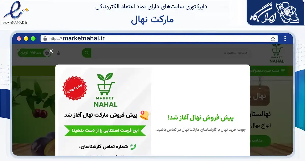 صفحه اصلی سایت مارکت نهال به نشانی marketnahal.ir که در زمینه تجارت، بازرگانی و تبلیغات با مرکزیت میاندوآب فعالیت دارد.