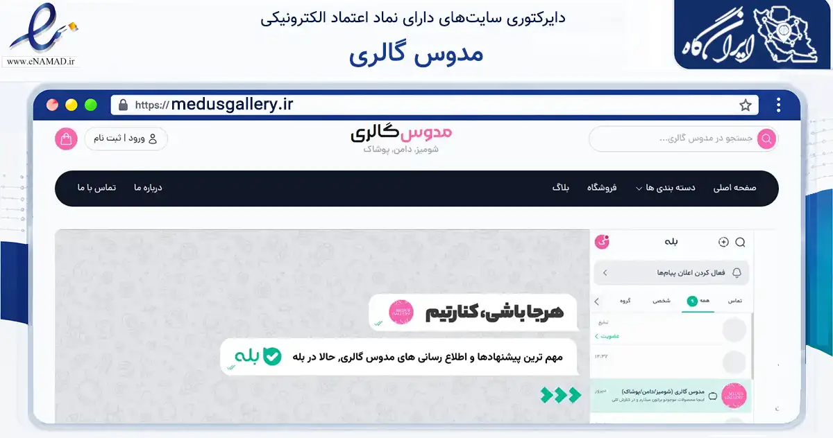 صفحه اصلی سایت مدوس گالری به نشانی medusgallery.ir که در زمینه تجارت، بازرگانی و تبلیغات با مرکزیت شیراز فعالیت دارد.