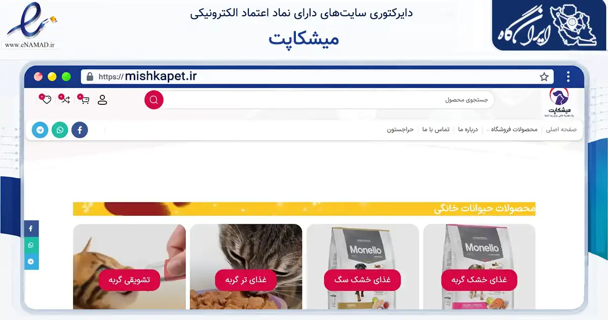 صفحه اصلی سایت میشکاپت به نشانی mishkapet.ir که در زمینه تجارت، بازرگانی و تبلیغات با مرکزیت تهران فعالیت دارد.