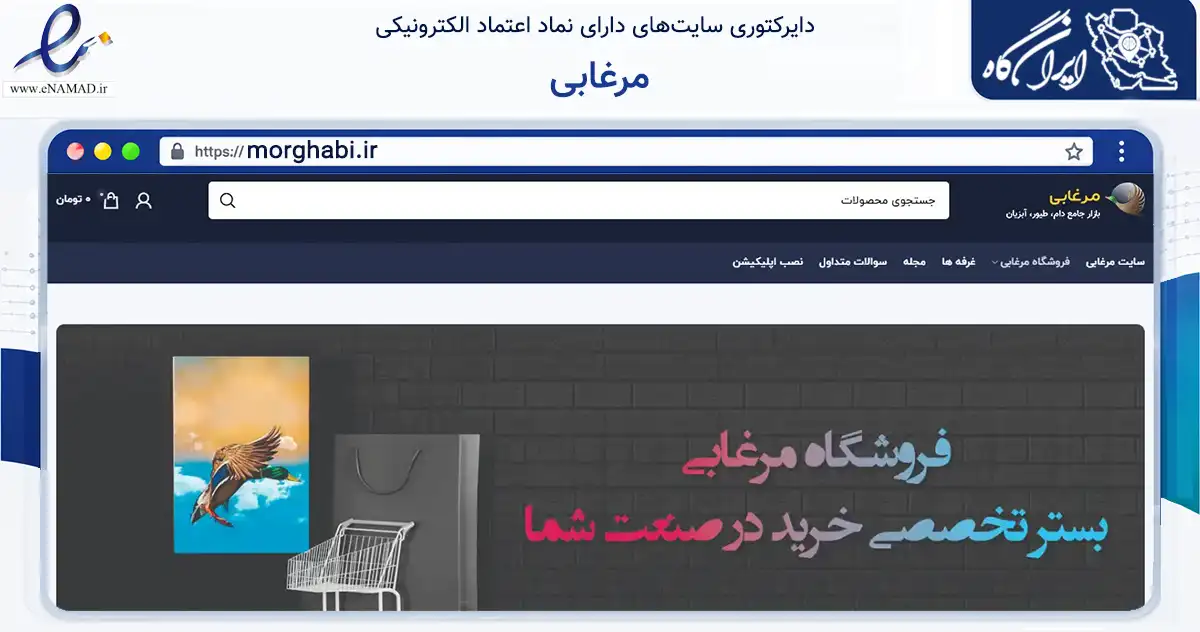 صفحه اصلی سایت مرغابی به نشانی morghabi.ir که در زمینه تجارت، بازرگانی و تبلیغات با مرکزیت تهران فعالیت دارد.