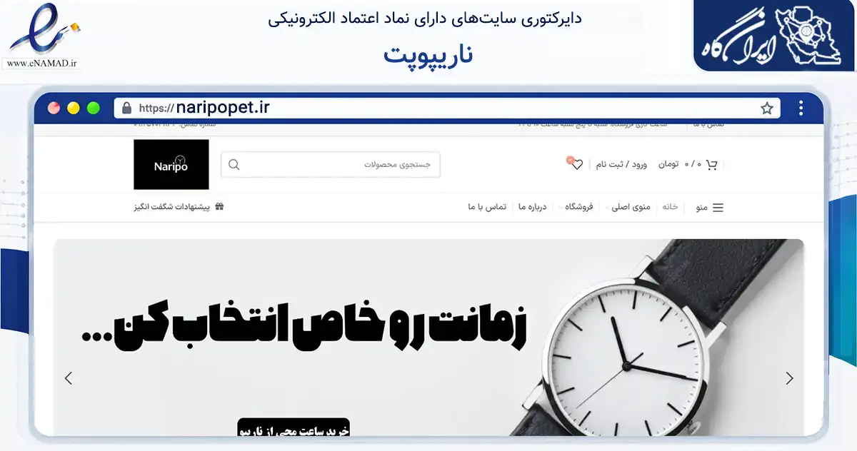 صفحه اصلی سایت ناریپوپت به نشانی naripopet.ir که در زمینه تجارت، بازرگانی و تبلیغات با مرکزیت تهران فعالیت دارد.