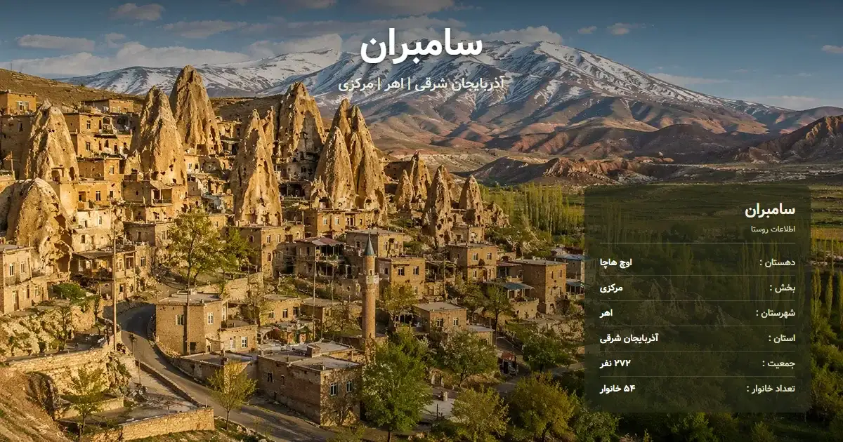 تصویر شاخص روستای سامبران آذربایجان شرقی و اطلاعات آماری آن