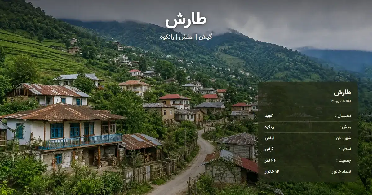 تصویر شاخص روستای طارش گیلان و اطلاعات آماری آن