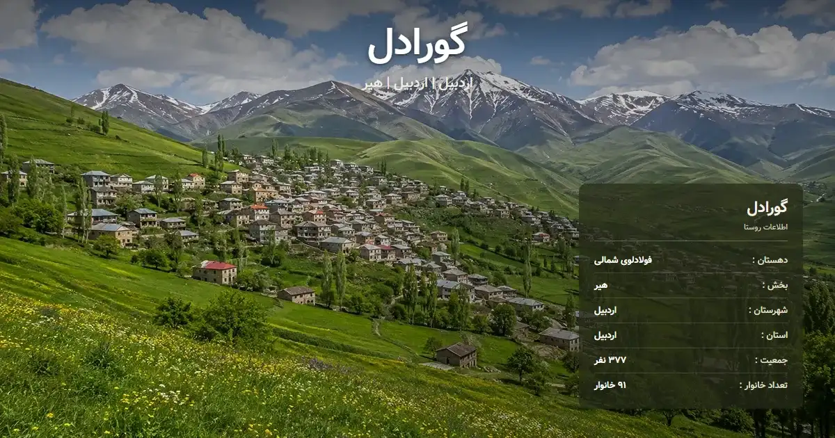 تصویر شاخص روستای گورادل اردبیل و اطلاعات آماری آن