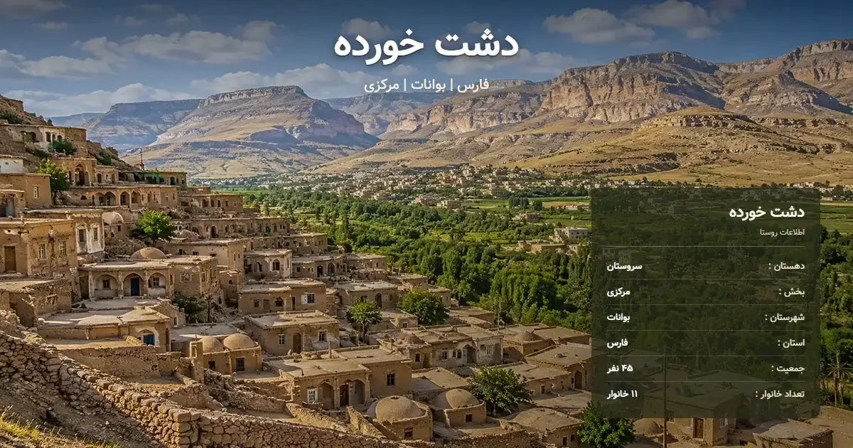 تصویر شاخص روستای دشت خورده فارس و اطلاعات آماری آن