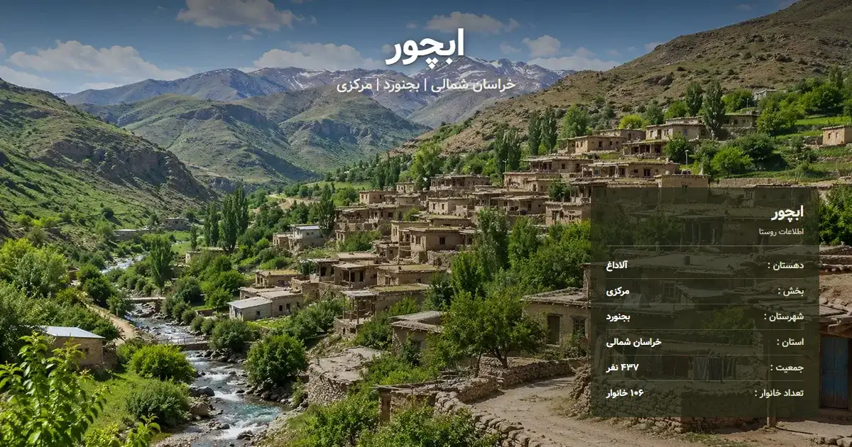 تصویر شاخص روستای ابچور خراسان شمالی و اطلاعات آماری آن