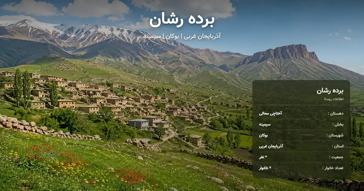 تصویر شاخص روستای برده رشان آذربایجان غربی و اطلاعات آماری آن