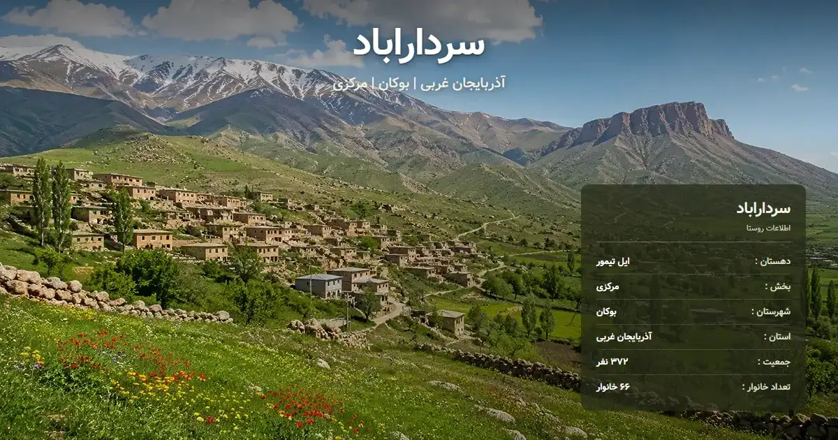 تصویر شاخص روستای سرداراباد آذربایجان غربی و اطلاعات آماری آن
