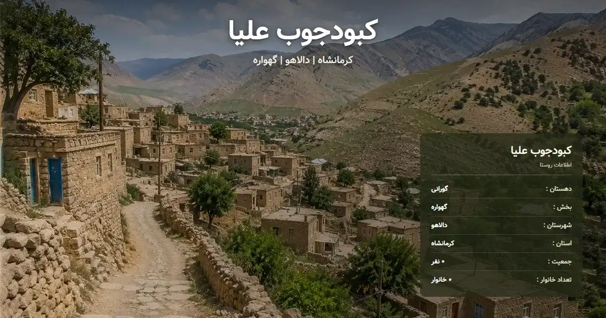 تصویر شاخص روستای کبودجوب علیا کرمانشاه و اطلاعات آماری آن