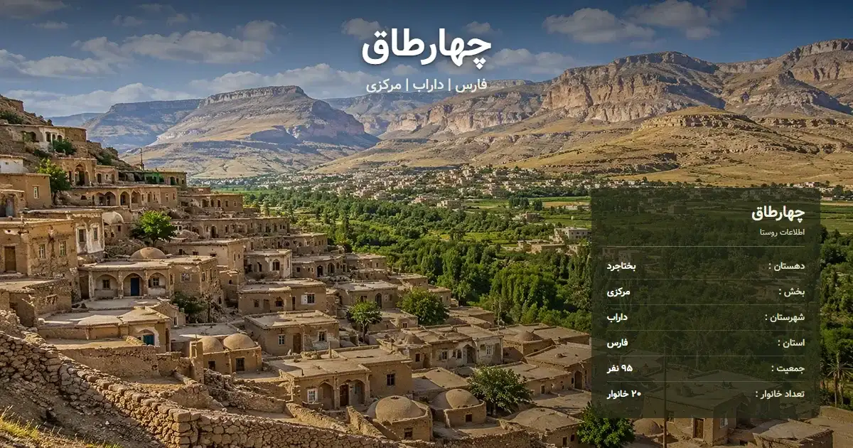 تصویر شاخص روستای چهارطاق فارس و اطلاعات آماری آن