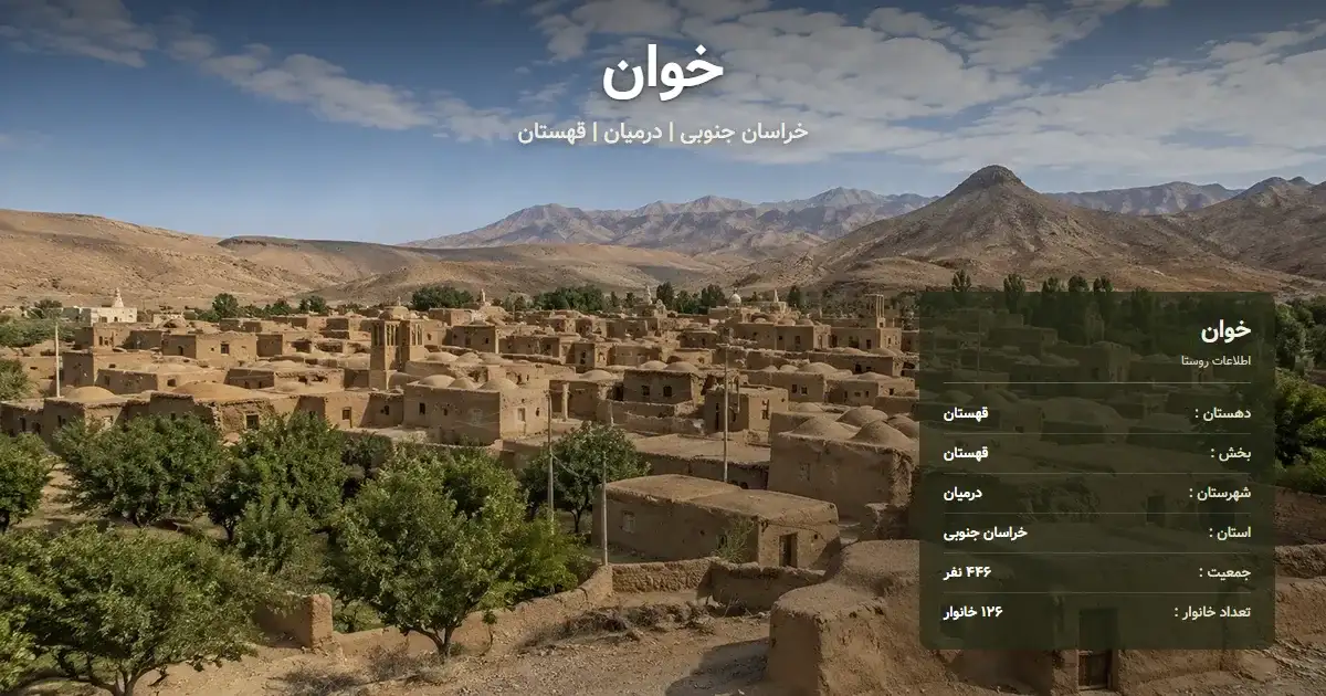 تصویر شاخص روستای خوان خراسان جنوبی و اطلاعات آماری آن