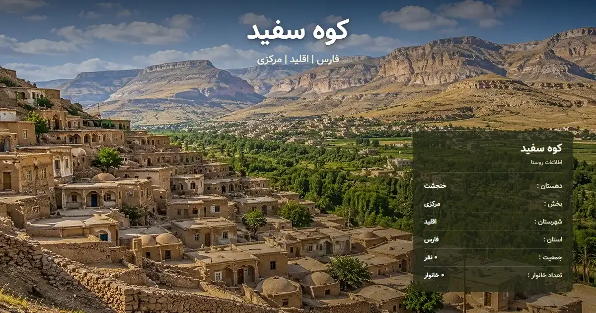 تصویر شاخص روستای کوه سفید فارس و اطلاعات آماری آن