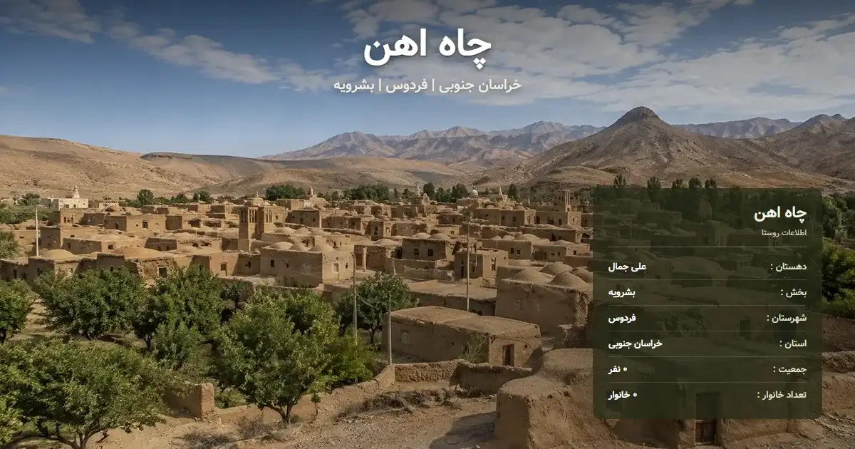 تصویر شاخص روستای چاه اهن خراسان جنوبی و اطلاعات آماری آن