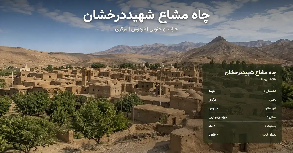 تصویر شاخص روستای چاه مشاع شهیددرخشان خراسان جنوبی و اطلاعات آماری آن