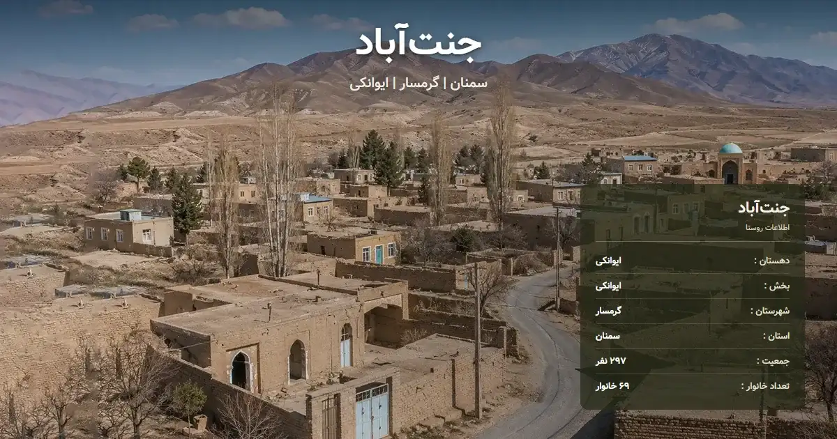 تصویر شاخص روستای جنت‌آباد سمنان و اطلاعات آماری آن